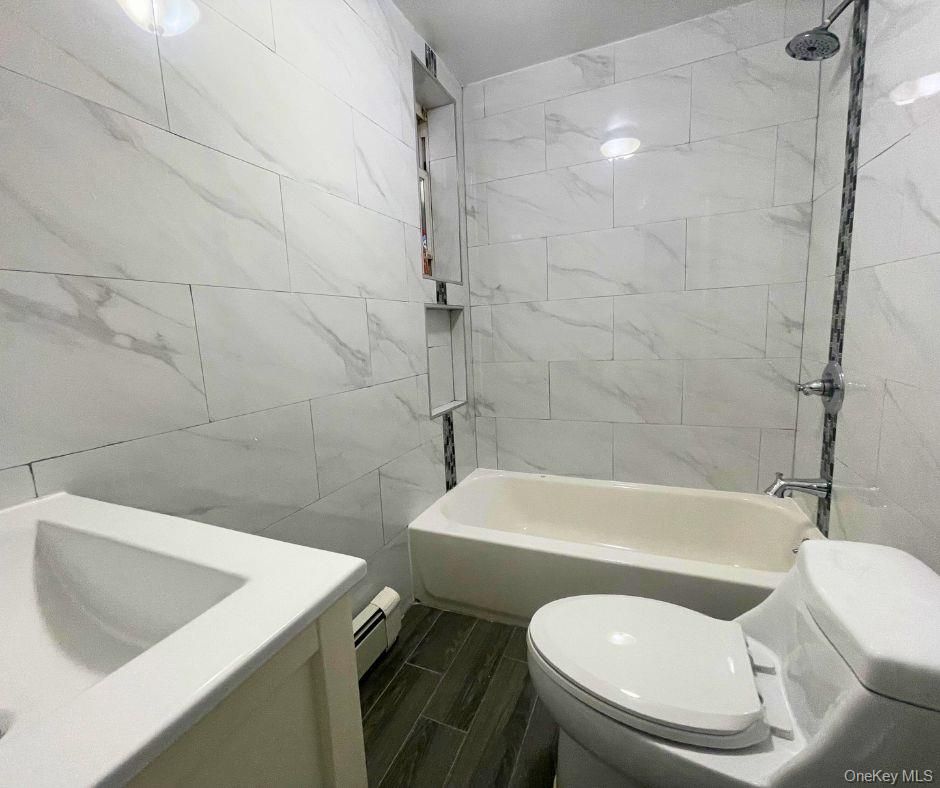 Bathroom, Interior, Marble Walls, Wood Texture Flooring