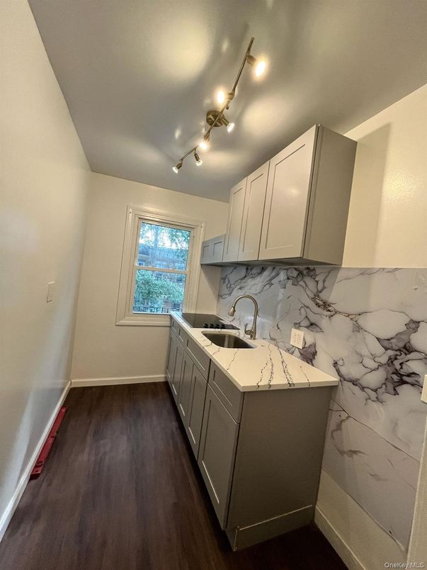 Interior, Kitchen, Marble Walls, Wood Texture Flooring