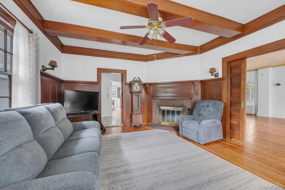 Fireplace, Interior, Living room, Wooden Beams, Wood Texture Flooring