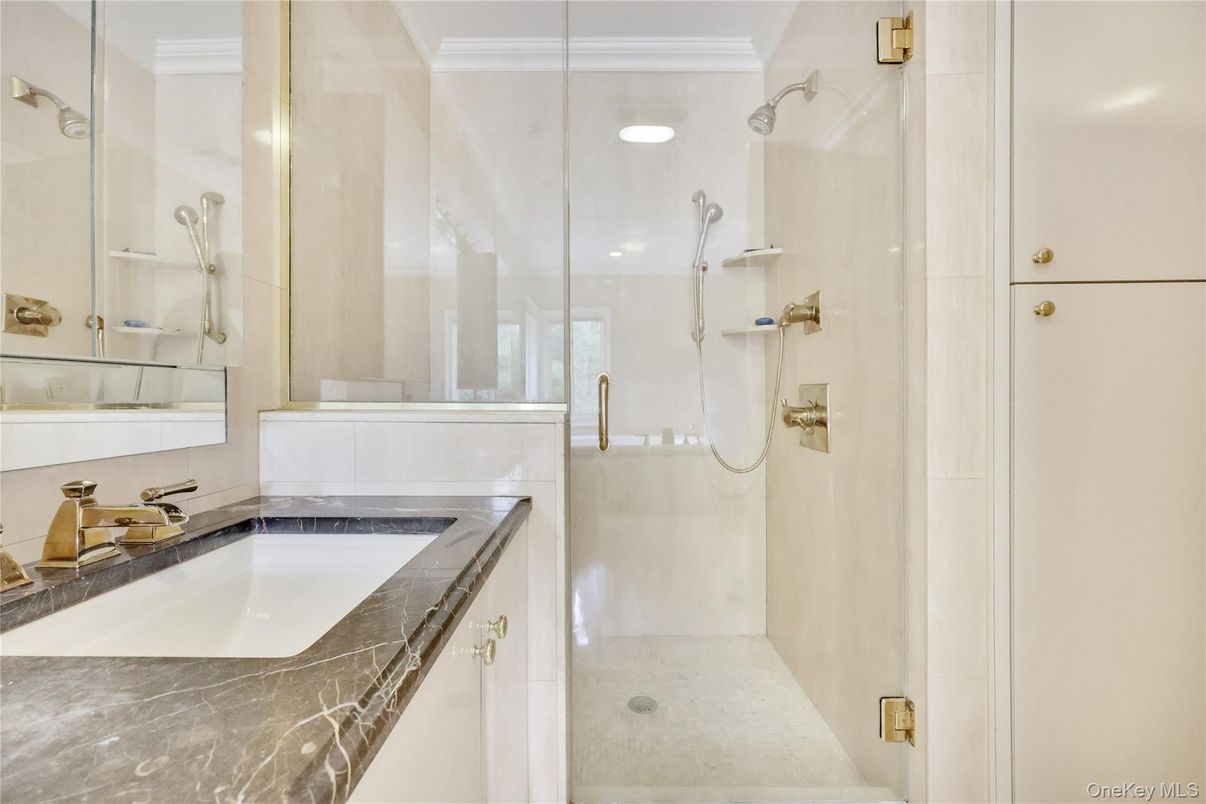 Bathroom, Glass Shower, Interior, Recessed Lighting