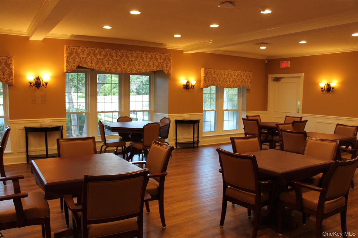 Dining room, Interior, Recessed Lighting, Wood Texture Flooring