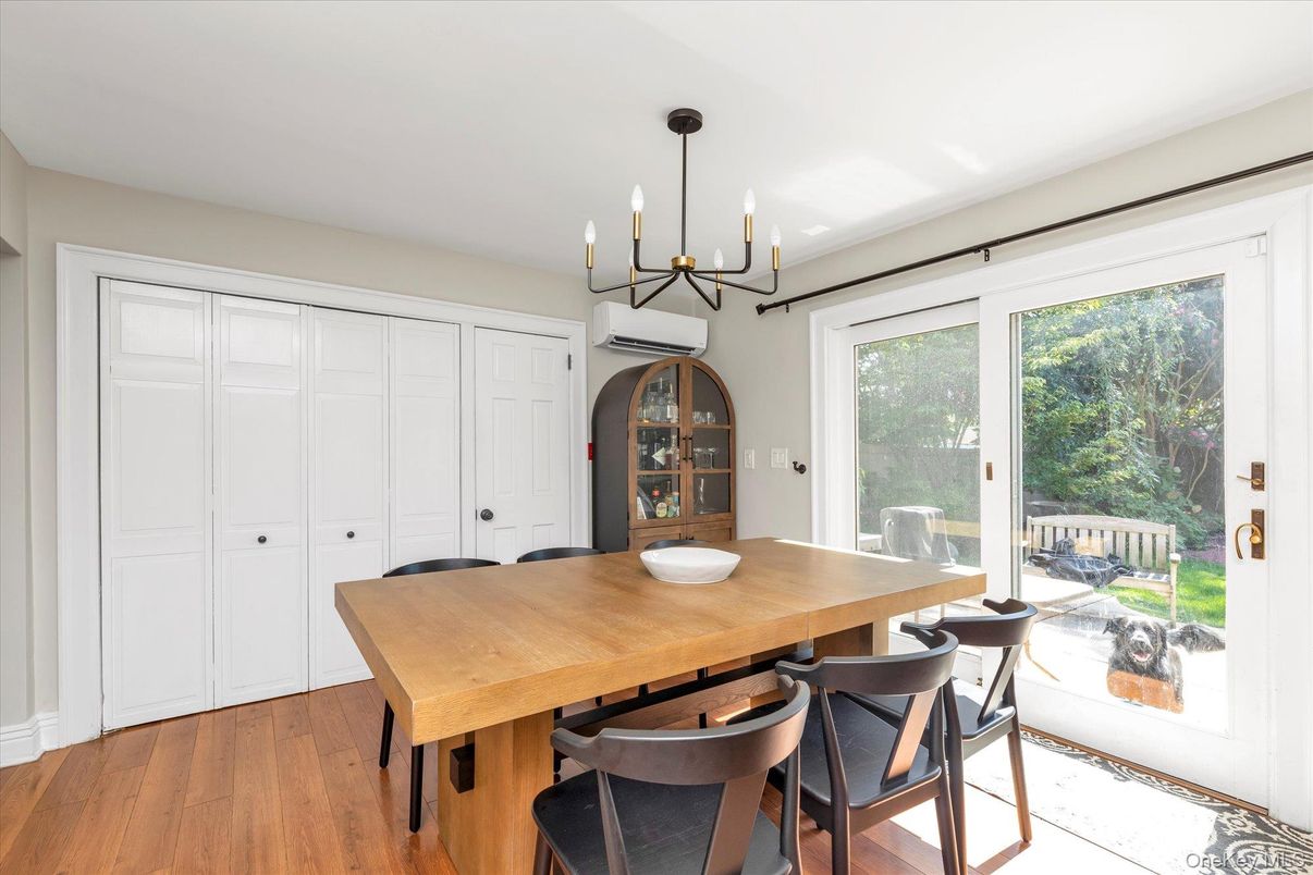 Chandelier, Dining room, Interior, Pendant Lights, Wood Texture Flooring