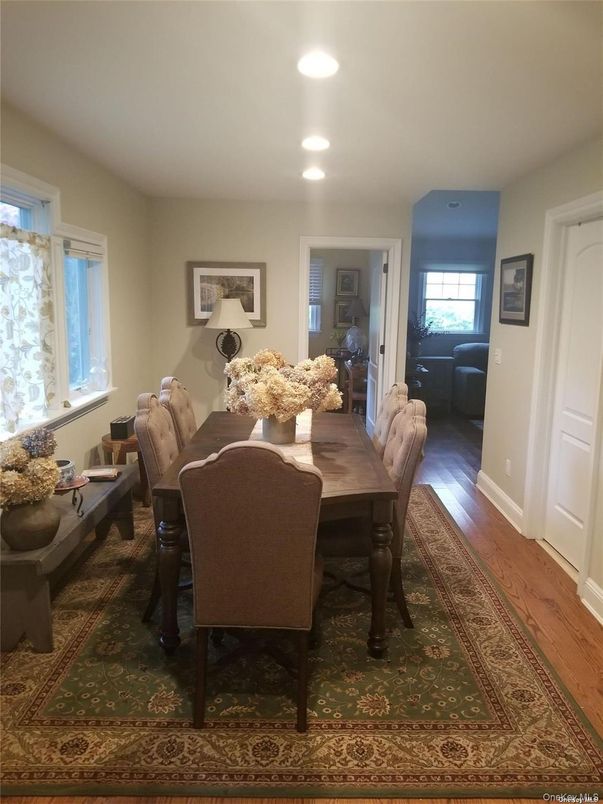 Dining room, Interior, Recessed Lighting, Wood Texture Flooring