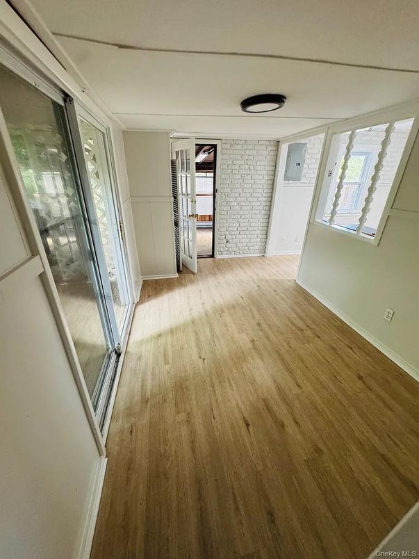 Empty room, Interior, Stone Walls, Wood Texture Flooring
