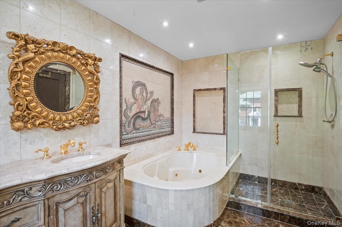 Bathroom, Glass Shower, Interior, Recessed Lighting