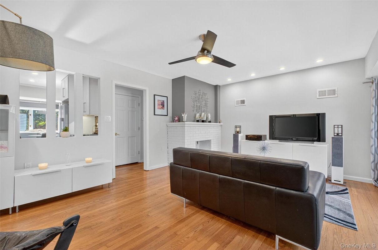 Fireplace, Interior, Recessed Lighting, Wood Texture Flooring