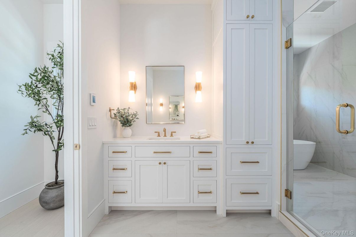 Bathroom, Glass Shower, Interior, Marble, Marble Walls