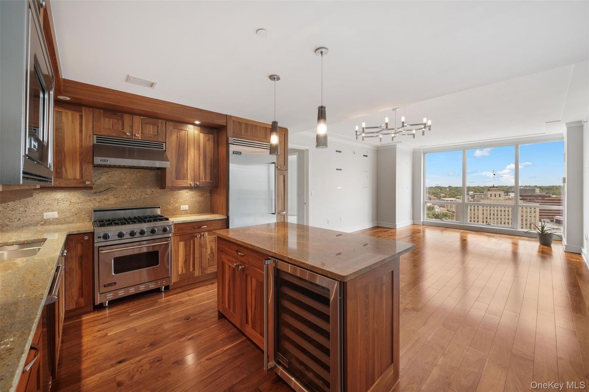 Interior, Kitchen, Pendant Lights, Stainless Steel Appliances, Wood Texture Flooring