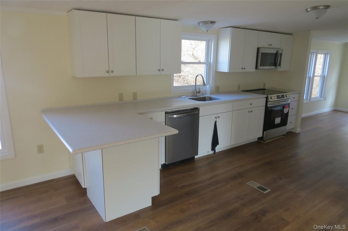 Interior, Kitchen, Stainless Steel Appliances, Wood Texture Flooring