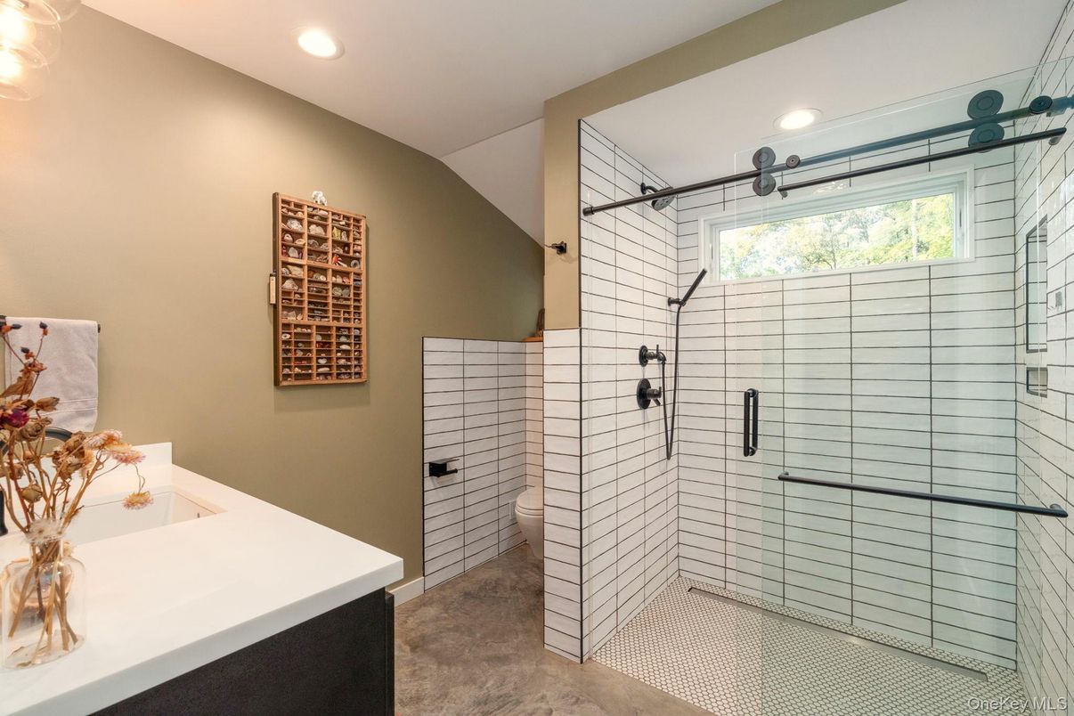 Bathroom, Glass Shower, Interior, Recessed Lighting