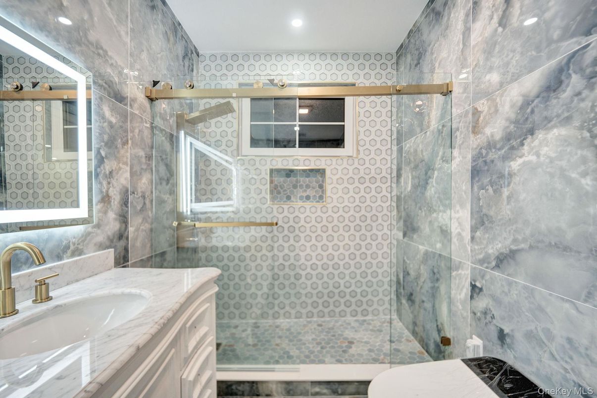 Bathroom, Glass Shower, Interior, Recessed Lighting