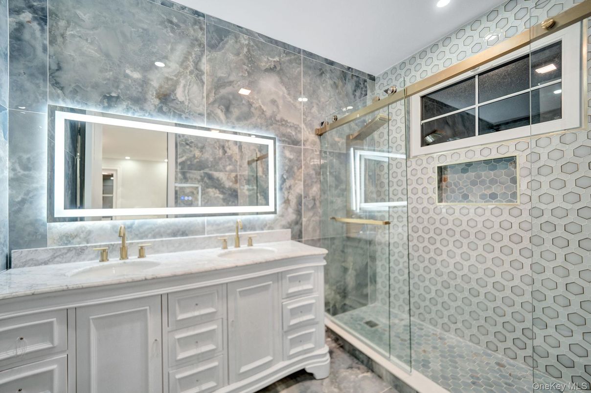 Bathroom, Glass Shower, Interior, Recessed Lighting