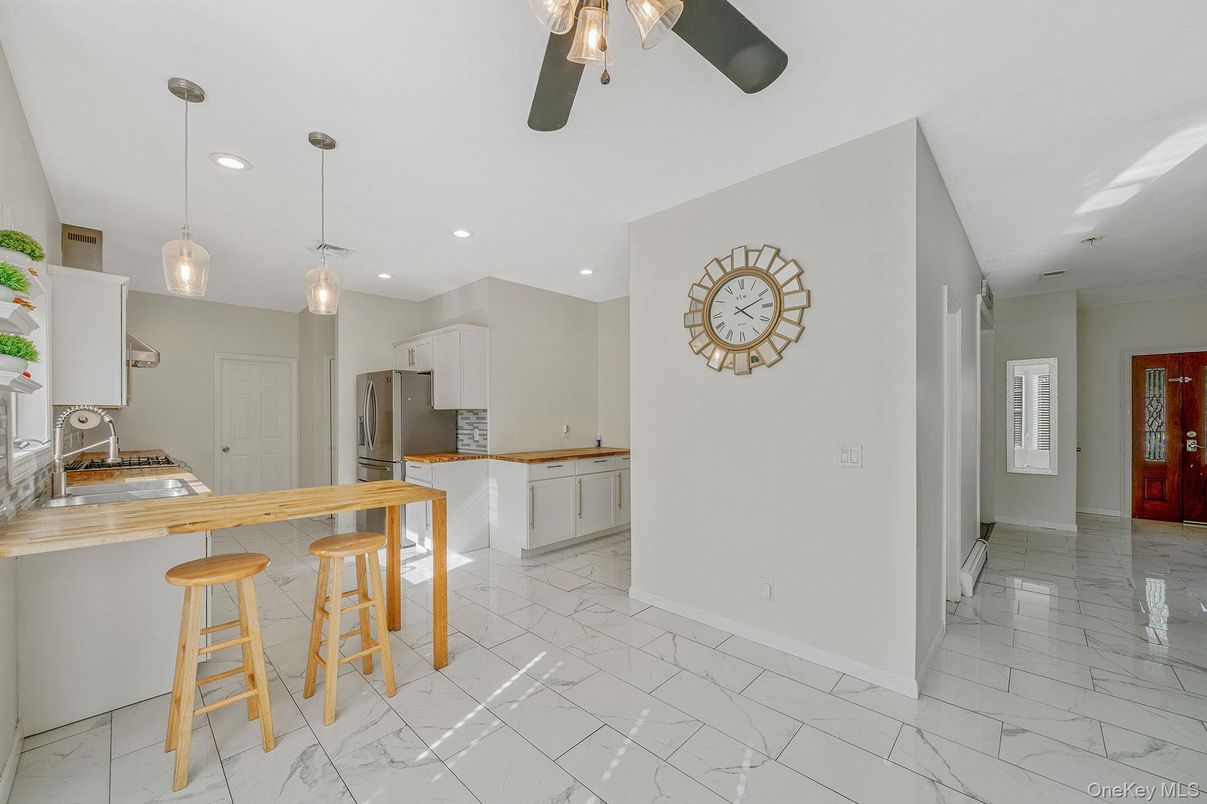 Interior, Kitchen, Marble, Pendant Lights, Recessed Lighting