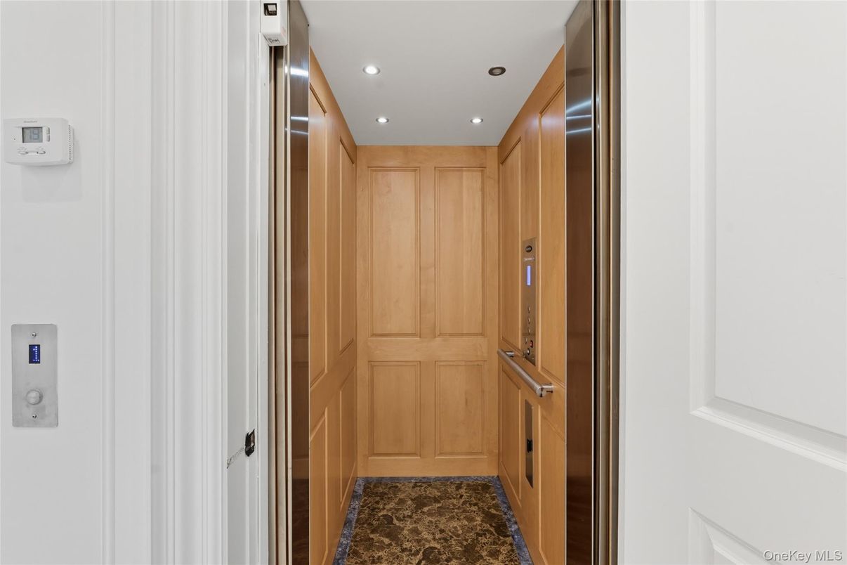 Elevator, Interior, Recessed Lighting, Wooden Walls