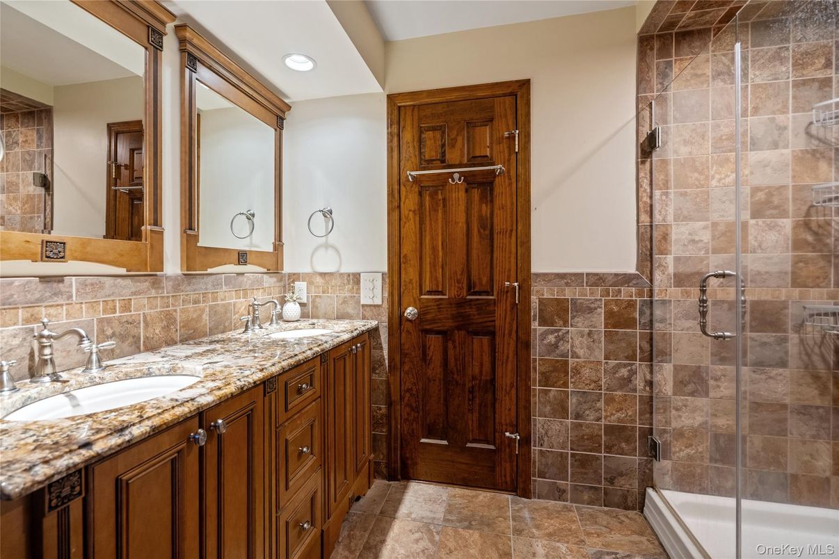 Bathroom, Dual Sink Vanities, Glass Shower, Interior, Recessed Lighting
