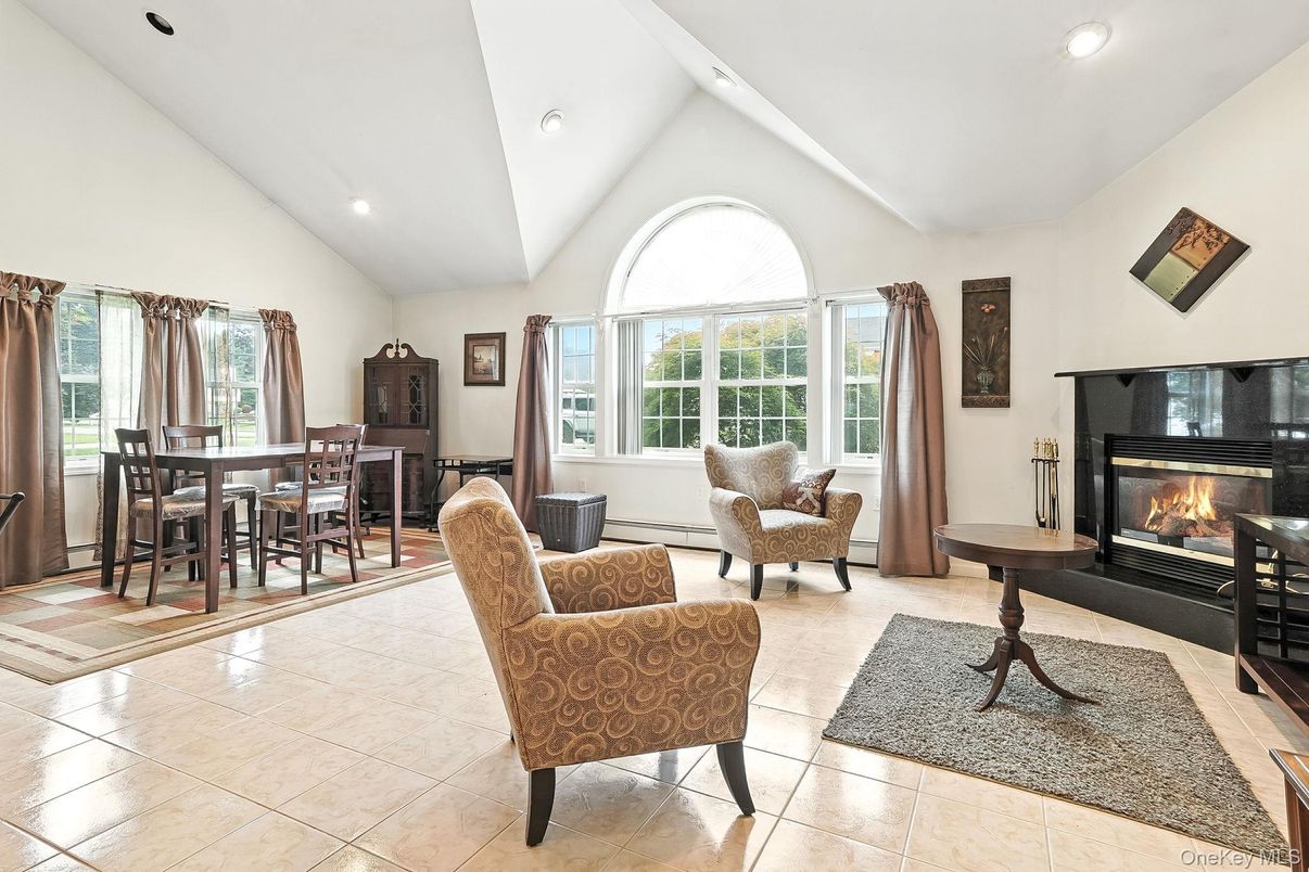 Dining room, Fireplace, Interior, Living room, Recessed Lighting