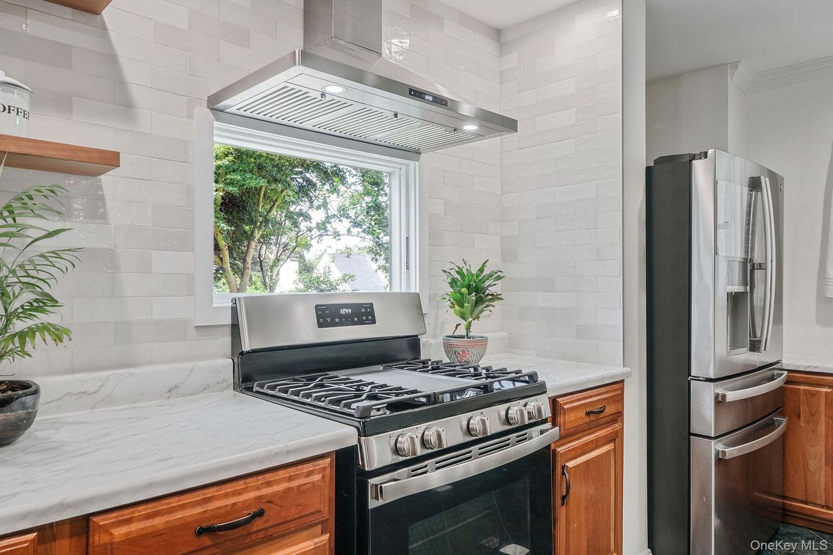 Interior, Kitchen, Stainless Steel Appliances, Stone Walls