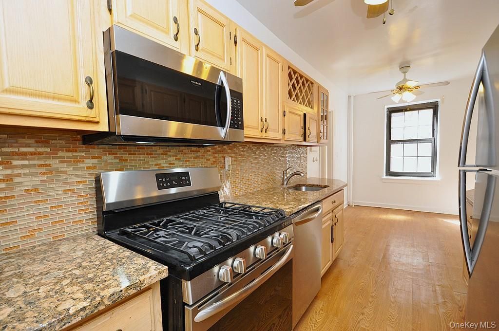 Interior, Kitchen, Stainless Steel Appliances, Stone Walls, Wood Texture Flooring