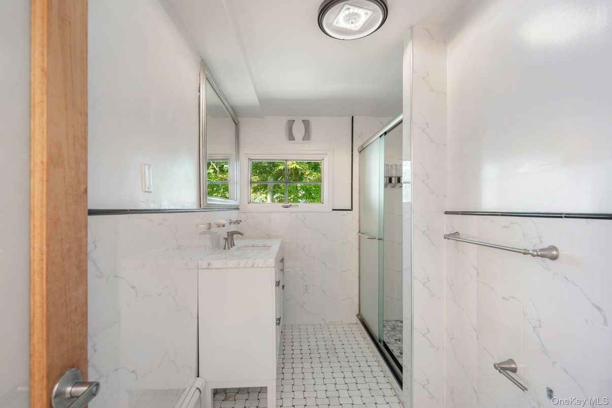 Bathroom, Glass Shower, Interior, Marble Walls