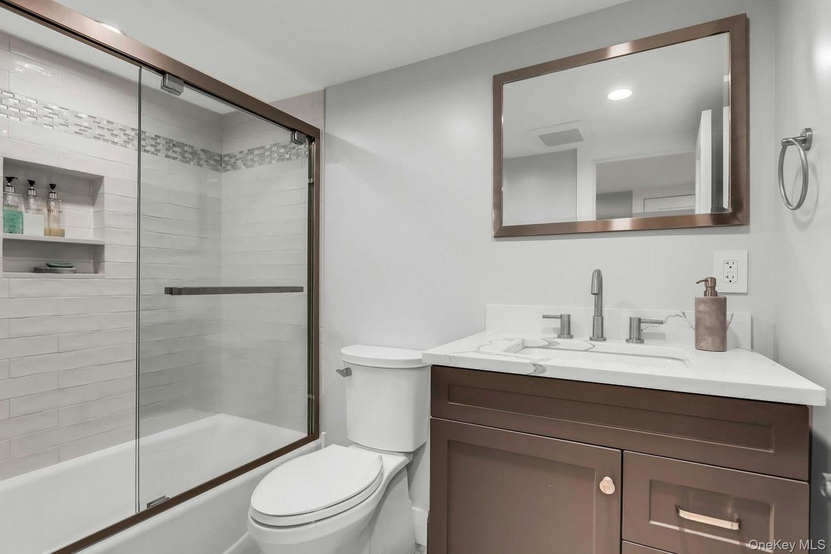 Bathroom, Glass Shower, Interior, Recessed Lighting