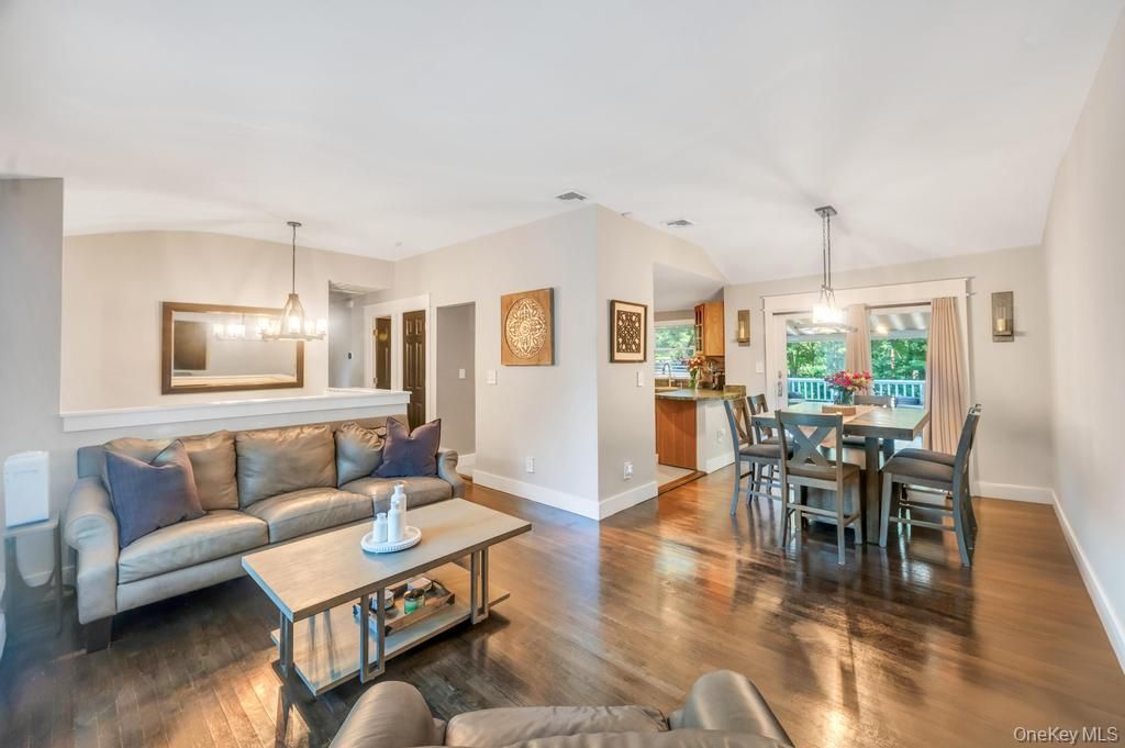 Dining room, Interior, Living room, Pendant Lights, Wood Texture Flooring
