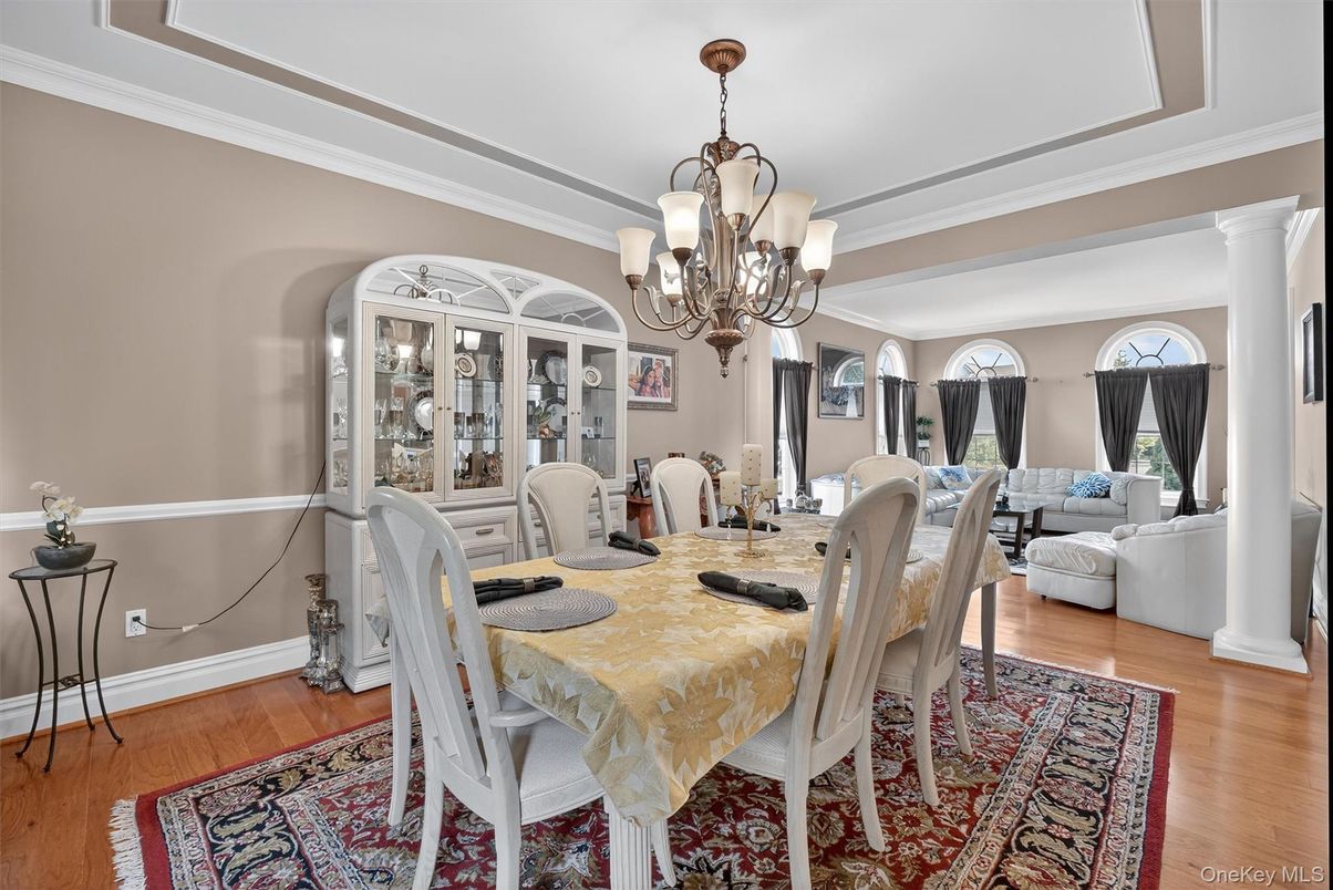 Chandelier, Dining room, Interior, Wood Texture Flooring