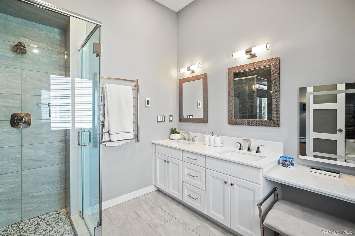 Bathroom, Dual Sink Vanities, Glass Shower, Interior