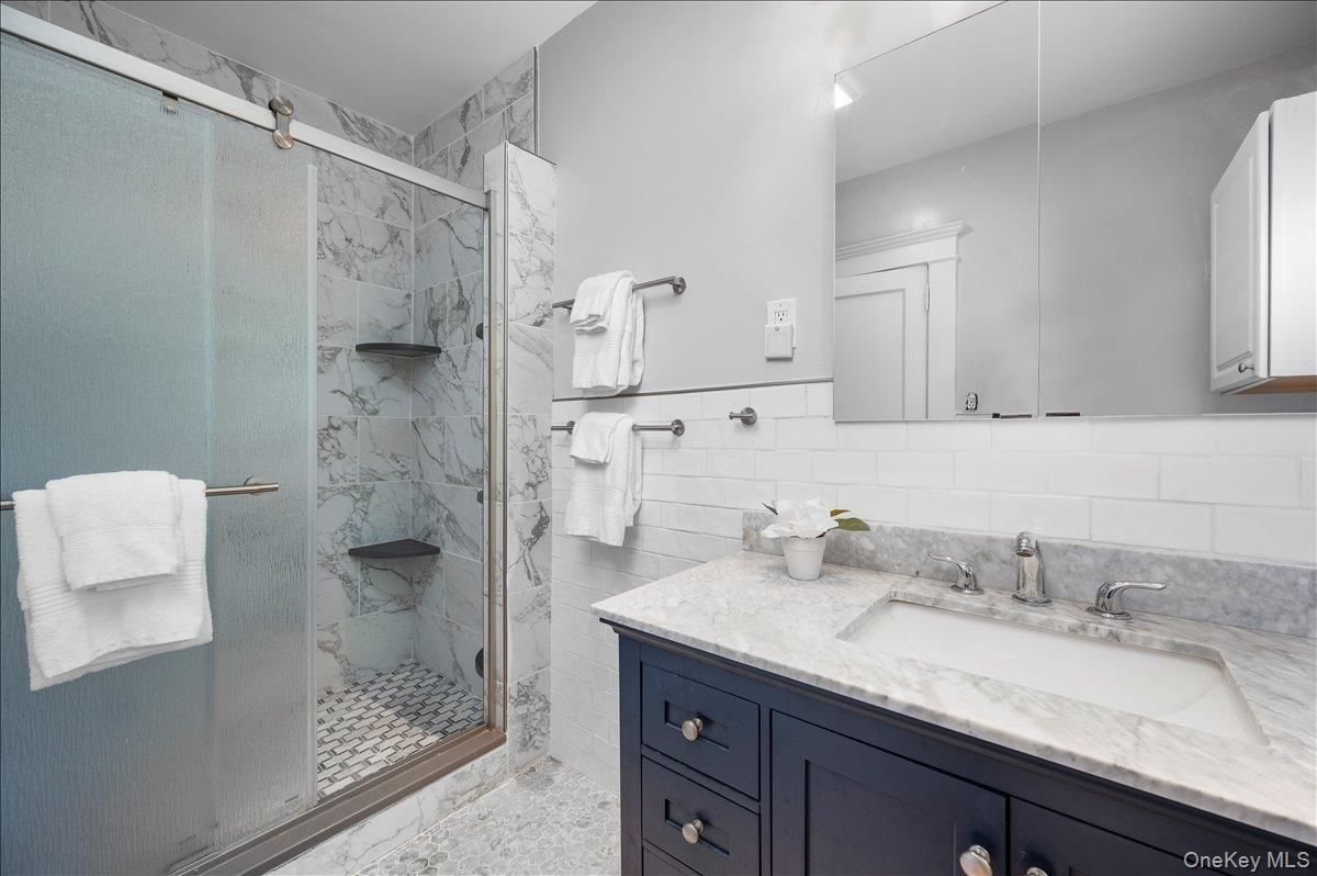 Bathroom, Glass Shower, Interior, Marble Walls