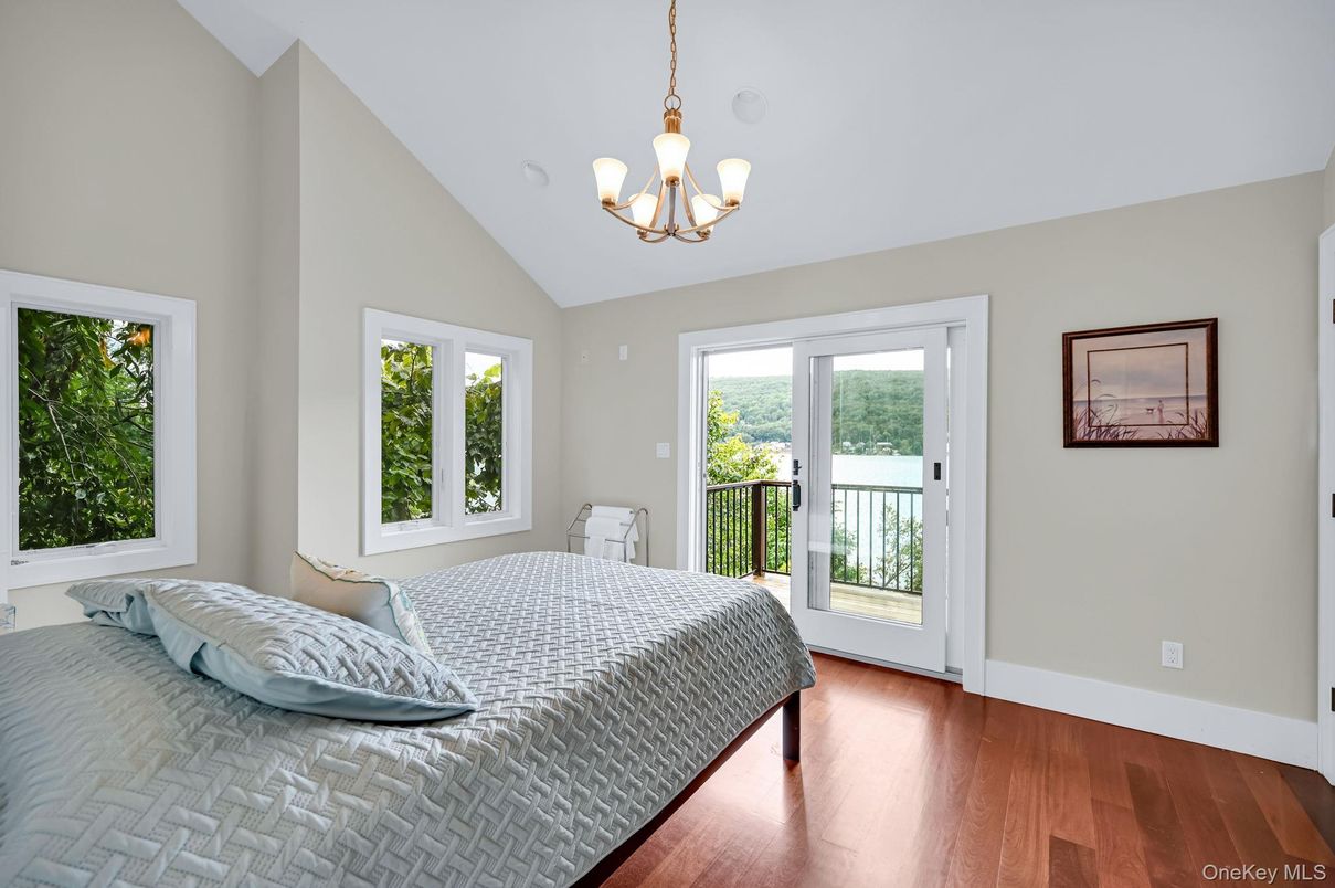 Bedroom, Chandelier, Interior, Wood Texture Flooring