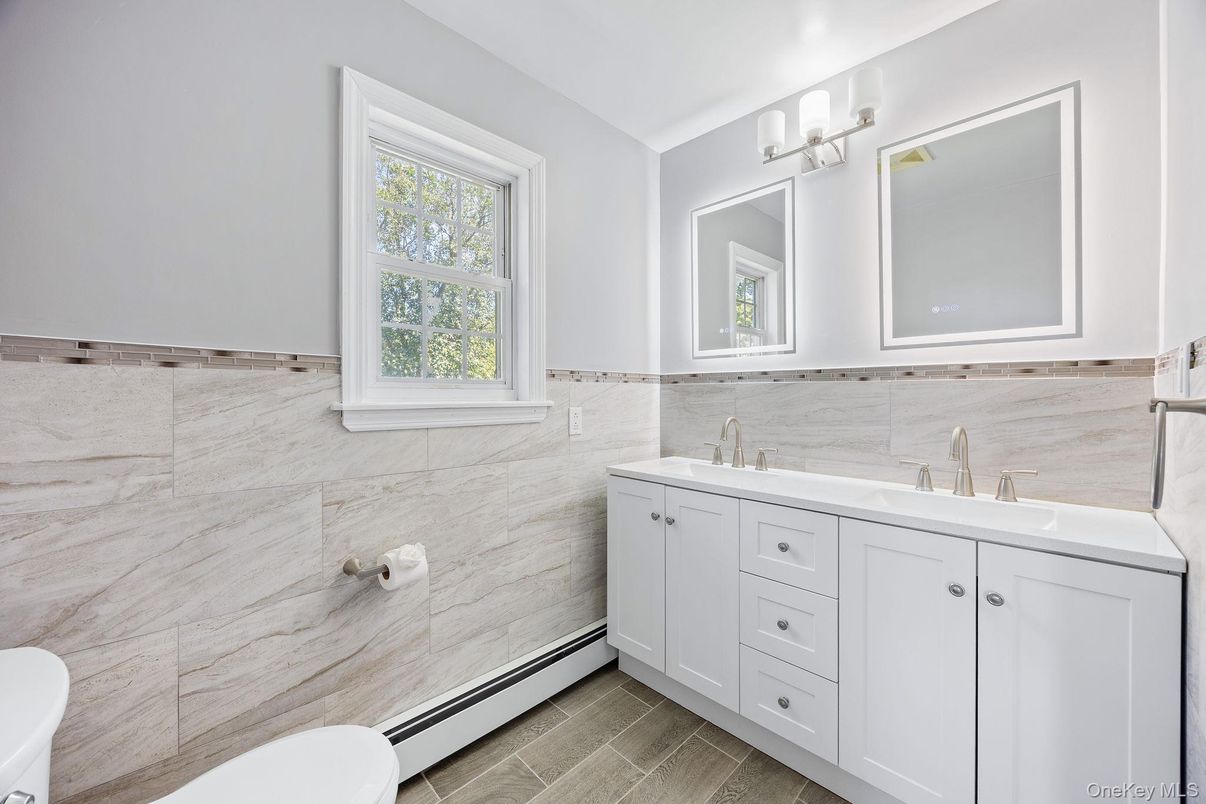 Bathroom, Dual Sink Vanities, Interior, Marble Walls