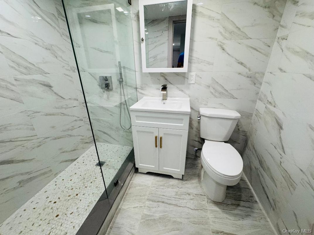 Bathroom, Glass Shower, Interior, Marble Walls