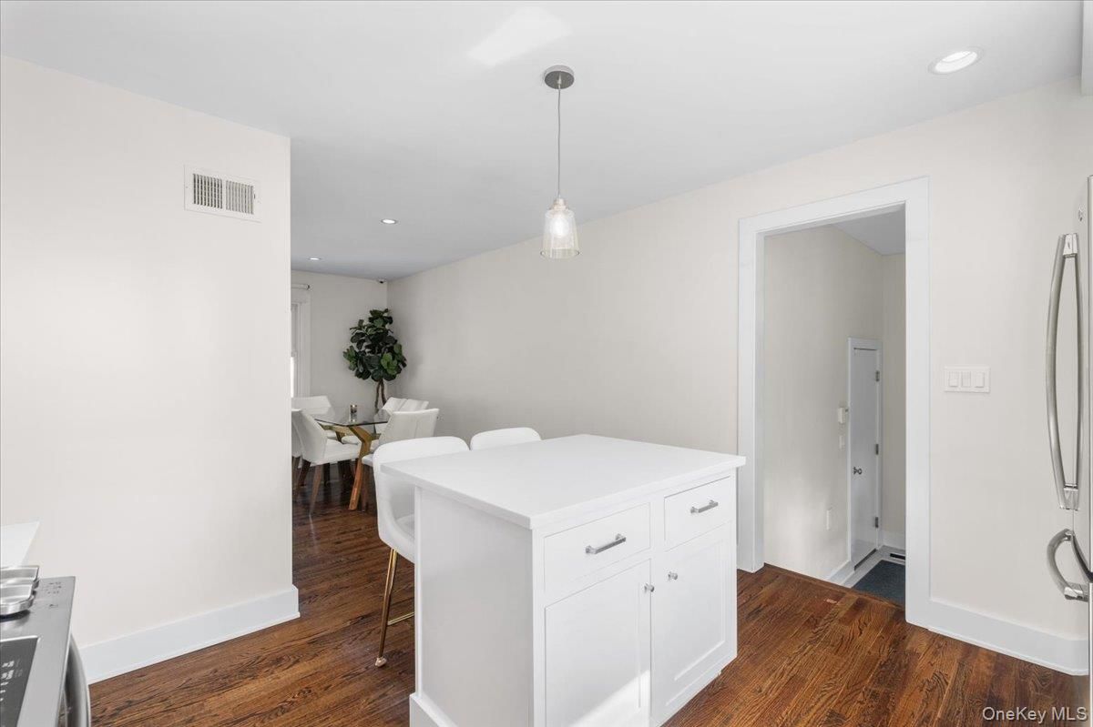 Dining room, Interior, Pendant Lights, Recessed Lighting, Wood Texture Flooring
