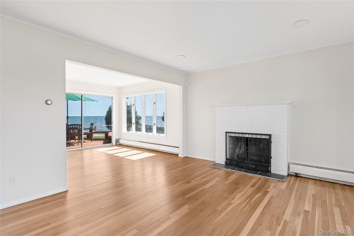 Empty room, Fireplace, Interior, Water, Wood Texture Flooring