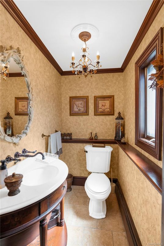 Bathroom, Chandelier, Interior