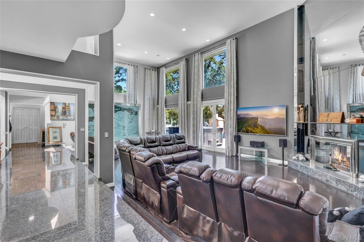 Home Theatre Room, Fireplace, Interior, Living room, Recessed Lighting