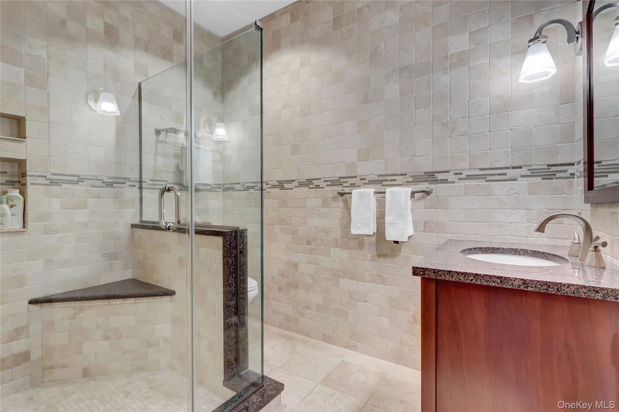 Bathroom, Glass Shower, Interior, Stone Walls