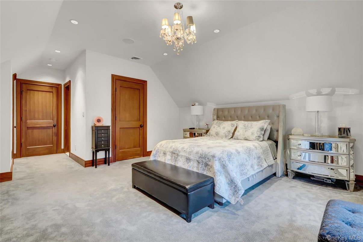 Bedroom, Chandelier, Interior, Recessed Lighting