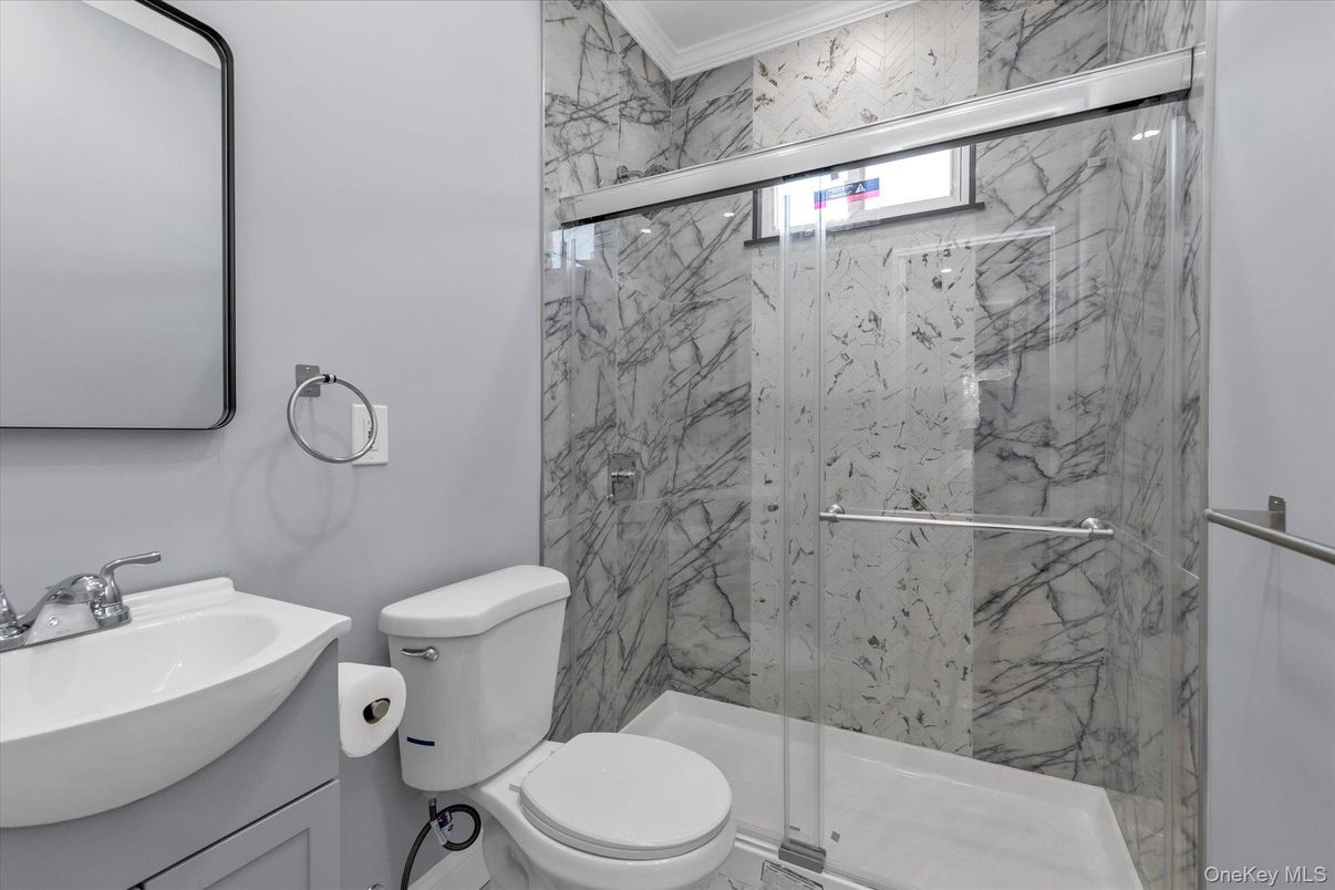 Bathroom, Glass Shower, Interior, Marble Walls