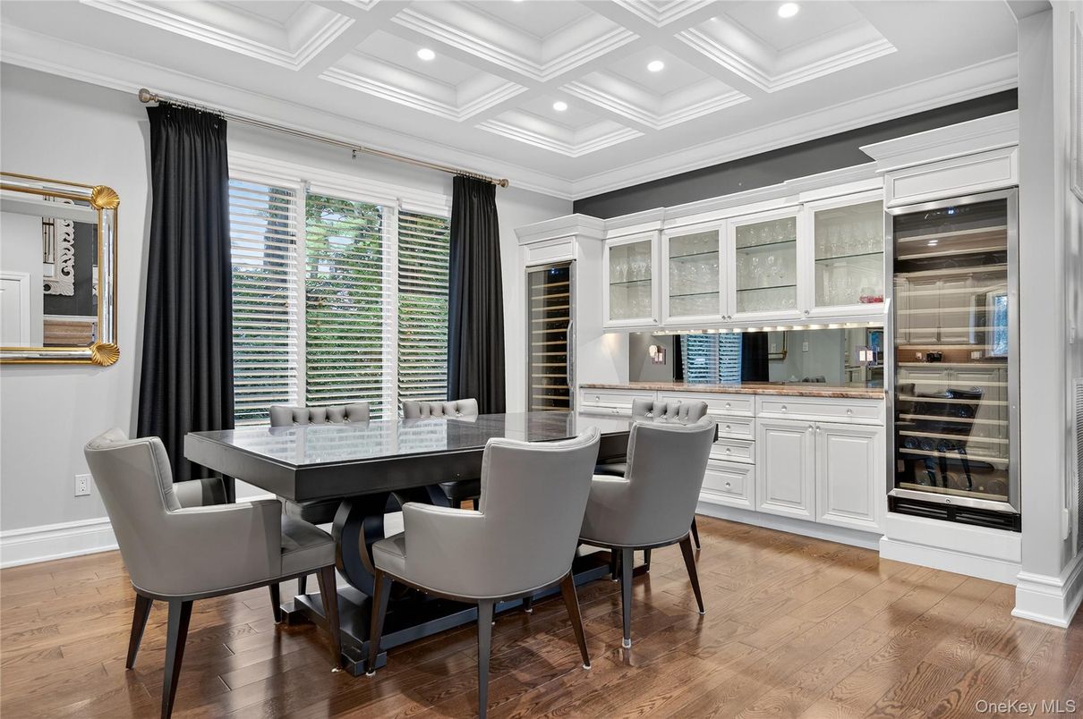 Dining room, Interior, Recessed Lighting, Wood Texture Flooring