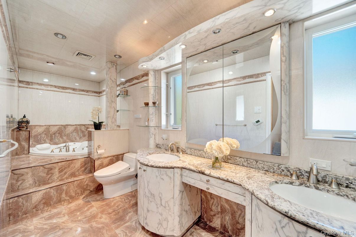 Bathroom, Dual Sink Vanities, Glass Shower, Interior, Recessed Lighting