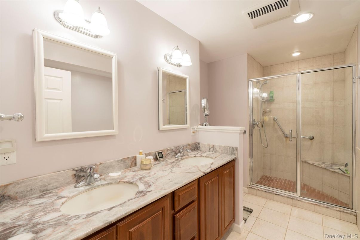 Bathroom, Dual Sink Vanities, Glass Shower, Interior, Recessed Lighting