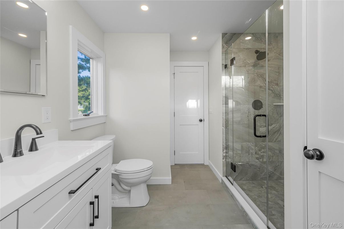 Bathroom, Glass Shower, Interior, Recessed Lighting