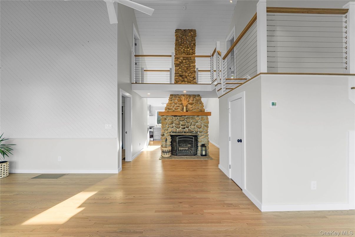 Fireplace, Interior, Recessed Lighting, Wood Texture Flooring