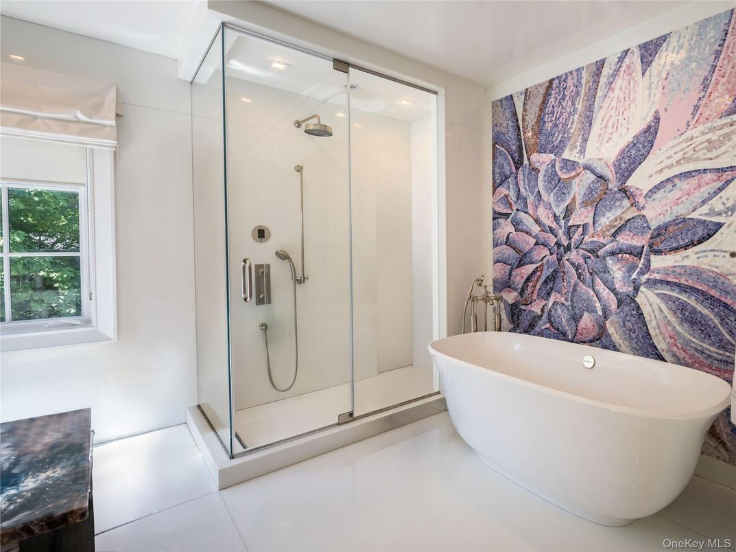 Bathroom, Free Standing Baths, Glass Shower, Interior, Recessed Lighting