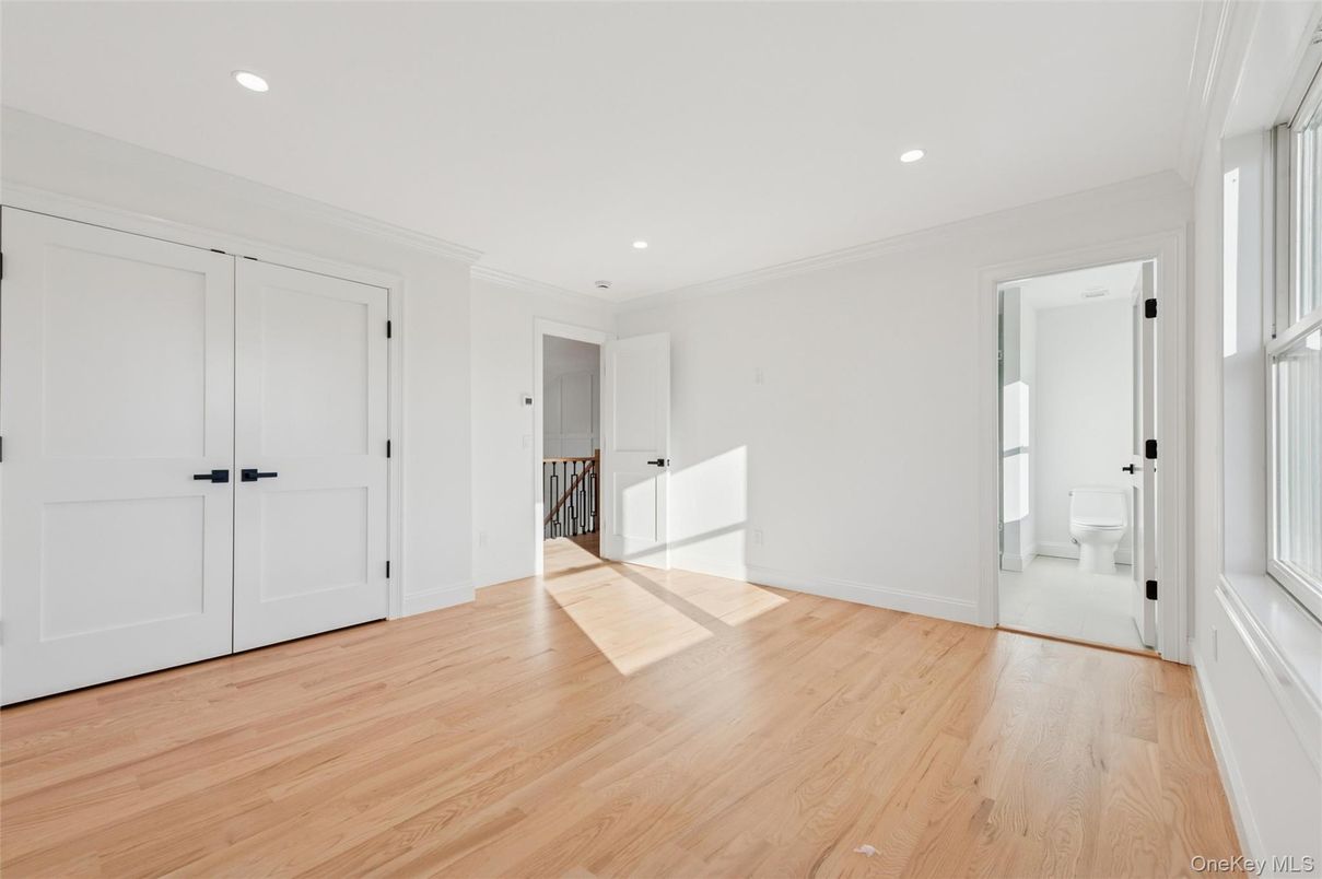 Bathroom, Empty room, Interior, Recessed Lighting, Wood Texture Flooring