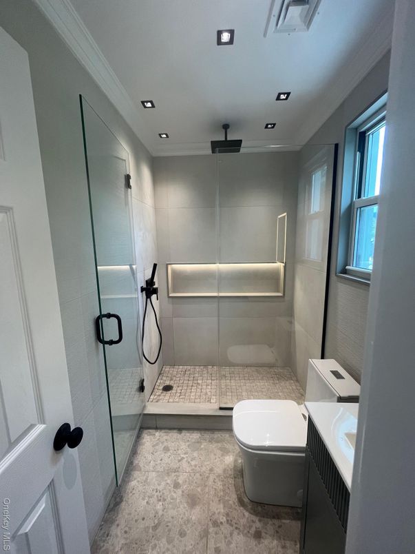 Bathroom, Glass Shower, Interior, Recessed Lighting