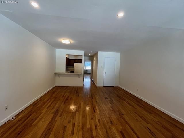 Empty room, Interior, Kitchen, Recessed Lighting, Wood Texture Flooring