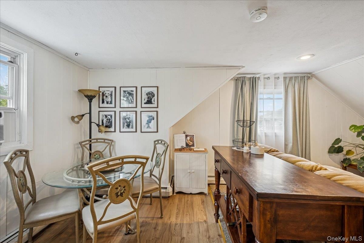 Dining room, Interior, Recessed Lighting, Wood Texture Flooring