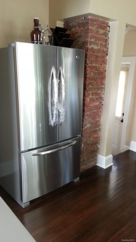 Interior, Kitchen, Stainless Steel Appliances, Stone Walls, Wood Texture Flooring