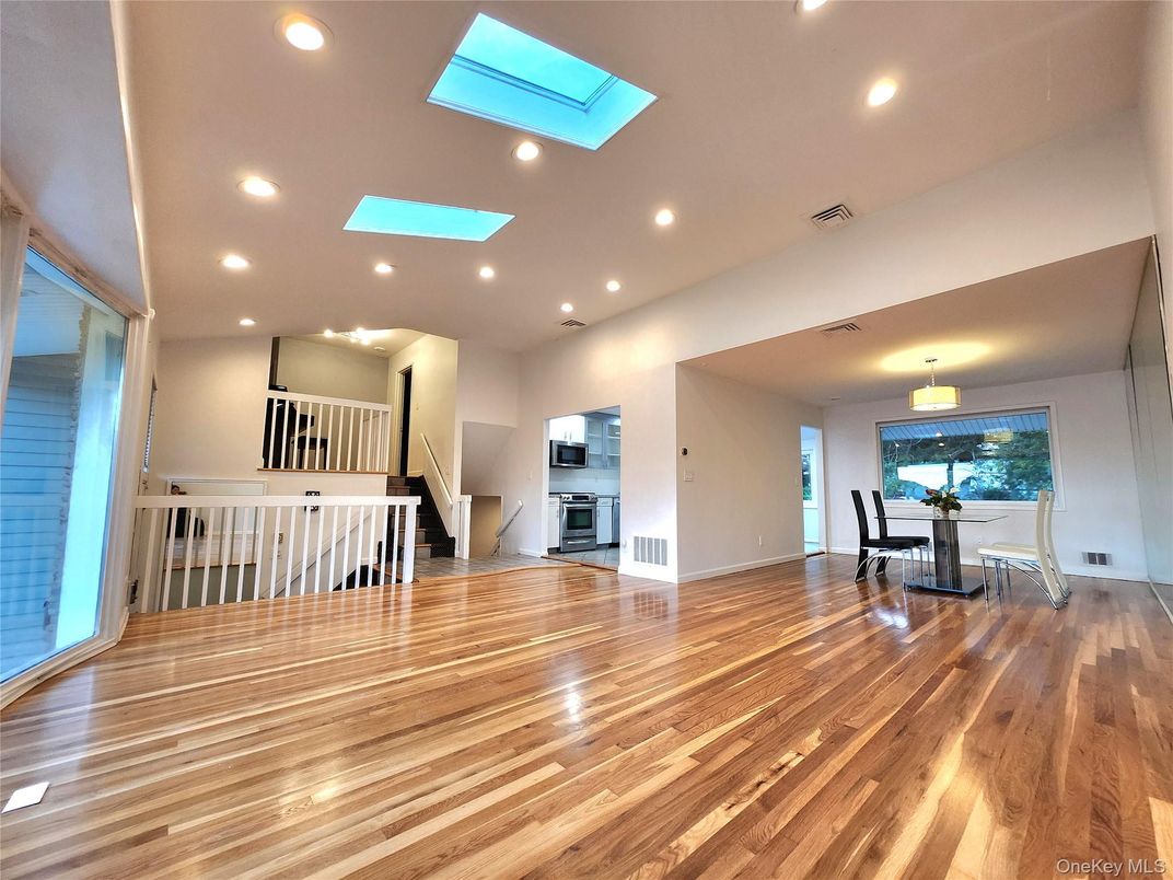 Dining room, Interior, Recessed Lighting, Wood Texture Flooring